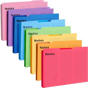 Shindel 16 Pack File Folders Letter Size, Notes Tabbed File Folders with Tabs, 9.6 x 11.5 Inch, 1/3 Cut Tabs, Manilla Letter Size Folder for Back to School, Business for Document, 8 Vibrant Colors