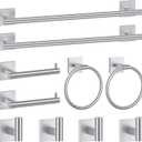 Brushed Nickel Bathroom Hardware Accessories Towel Bar Set, 10 Pieces Bathroom Towel Bar Holder Set, 23.6 Inch Stainless Steel Toilet Paper Holder Towel Racks for Bathroom Wall Mounted