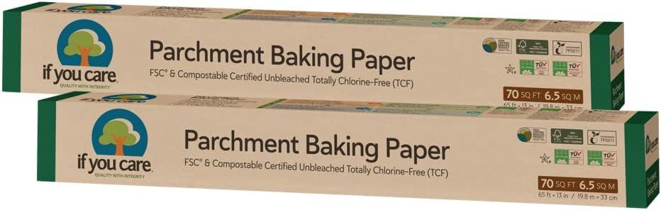 If You Care Parchment Baking Paper 70 Sq Ft Roll, Unbleached, Chlorine Free, Greaseproof, Silicone Coated, Standard Size, Fits 13 Inch Pans (Pack of 2)