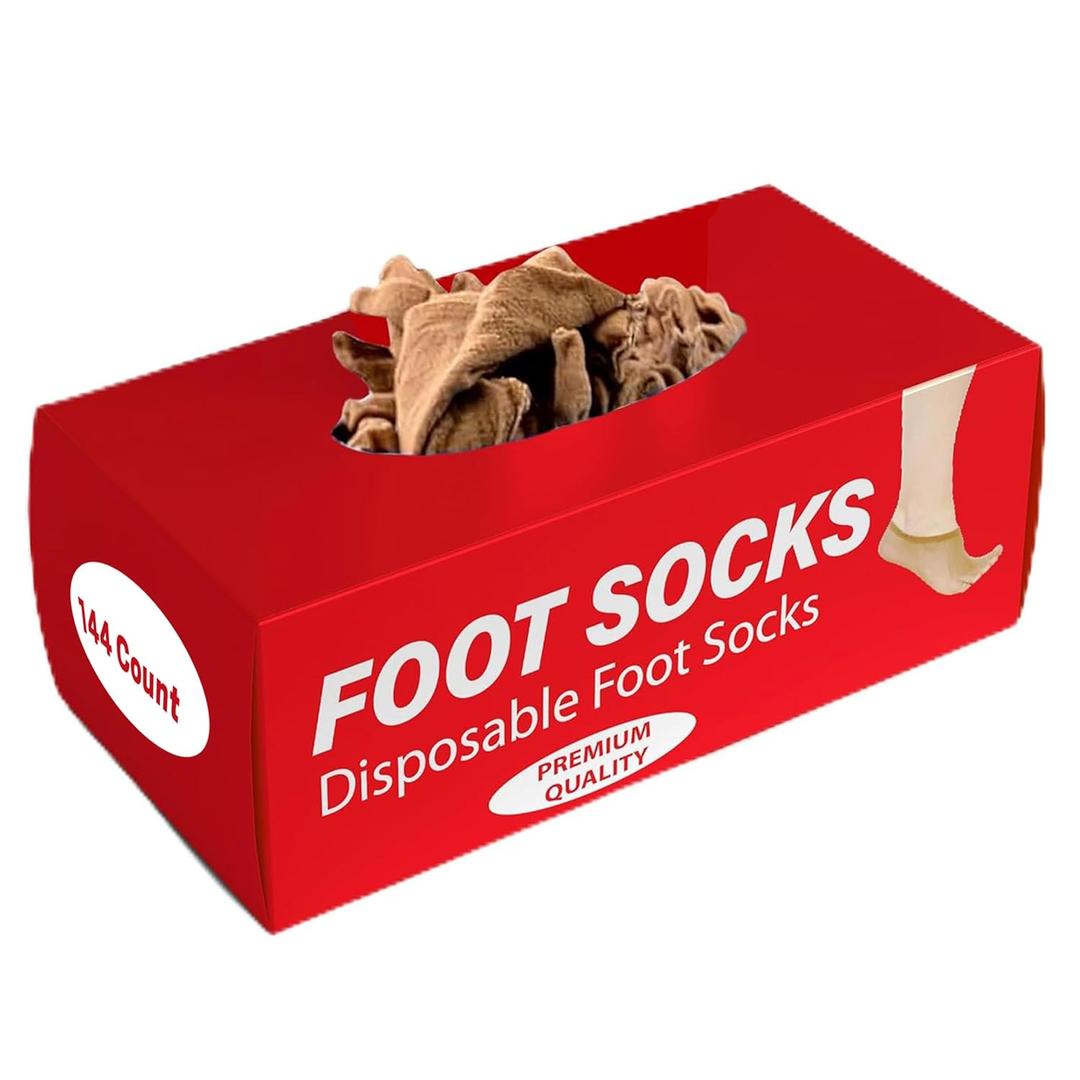 Leather Hero Disposable Try On Socks - Tan Footies for Women, 72 Pairs/144 Pieces