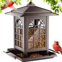 Birdream Bird Feeders for Outdoor Hanging, Assembly Required, 1-Min Easy Setup, Classic Courtyard Design, Attracting Cardinals Chickadees Goldfinches & Sparrows - Brown