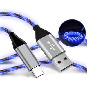 Light Up USB C Cable, LED Fast Charger Type C Charging Cords, USB-A to USB-C Compatible with Samsung Galaxy S20/S10/S9/S8, LG V40/V30 and More (Blue, 6 ft)