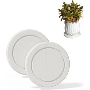 Plant Saucer Flower Pot Saucers Plant Trays for Pots Instant Dry Diatomaceous Earth Round Plant Drip Trays for Indoors Keeping Counter and Floors Dry and Clean (2Pcs White Small)