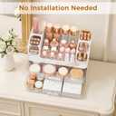Makeup Organizer for Vanity with Drawers, Large Countertop Makeup Organizer - Skincare Storage, Brush Holder, Perfume & Cosmetics Display Case (White)