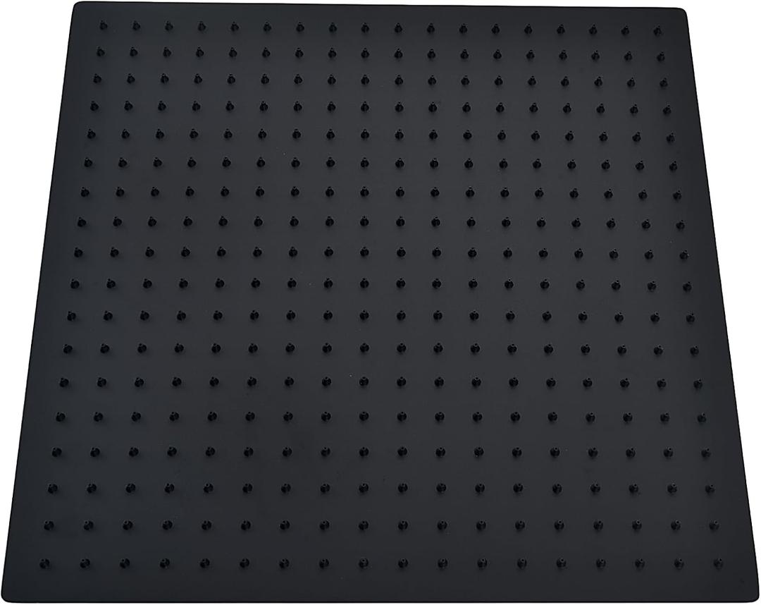 16 Inch Large Rain Shower Head - Matte Black Ceiling Rainfall Showerhead 304 Stainless Steel High Pressure