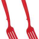 2pcs Silicone Flexible Forks, 11.8 Inch Silicone Cooking Fork Heat Resistant Multifunctional Nonstick Blending Fork for Mix Ingredients, Mash Food, Whisk Eggs, Baking(Red)