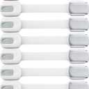 Child Safety Strap Locks (10 Pack) Baby Locks for Cabinets and Drawers, Toilet, Fridge & More. 3M Adhesive Pads. Easy Installation, No Drilling Required, White/Gray