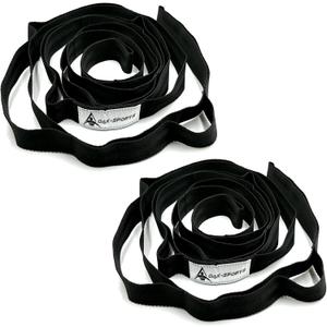 Stretching Strap Yoga Strap with Loops, Stretch Straps for Physical Therapy, Non-Elastic Exercise Strap for Pilates, Dance and Gymnastics with Workout Guide (Black+Black)