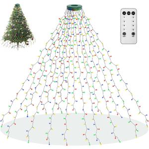 Aneeway 400 LED Christmas Tree Lights, Christmas Lights with 8 Light Modes & Memory Function, 6.6FT x 16 String Light with Timing Function & Remote Control for Xmas Ornaments - Multicolor