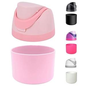 Compatible for Owala Accessories Set: Silicone Boot for Owala Water Bottle 24 oz, 32 oz, Replacement Lid for Owala Freesip, Top Lid Compatible with Owala Cup 16oz 24oz 32oz 40oz (Pink, 32oz)
