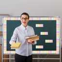 65 Feet Checkerboard Bulletin Board Border Pastel Checkered Straight Rolled Trim Classroom Bulletin Board Border Back to School Decoration for Classroom School Offices Walls Blackboard Decor