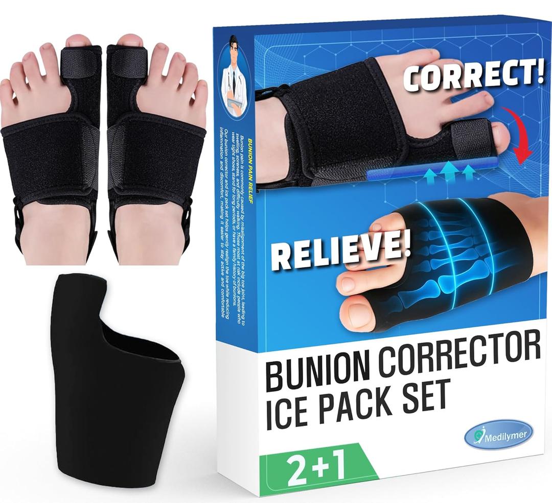 Bunion Corrector and Ice Pack (2+1 Set) Bunion Corrector For Women Big Toe and Men, Hallux Relief Splint, Big Toe Straightener