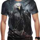 Men's Eagle Graphic T-Shirts Casual Short Sleeve Fashion 3D Printed Tees, Small