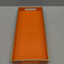 Orange Bathroom Vanity Tray for Countertop, Small Plastic Toilet Tank Versatile Storage & Organization Tray for Makeup, Perfume, Desk, Kitchen, Candles, 13.7"x6"x1.4", 35O