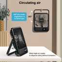 Desk Fan Battery Operated, Portable USB Rechargeable Fan, 2000mAh 180 Tilt Folding Personal Fan With Power Display, 5 Speeds Ultra Quiet Table Fan for Desktop, Home, Travel - Black