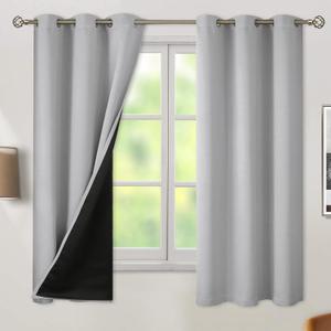 BGment Light Grey Blackout Curtains for Bedroom - Black Out Curtains 63 Inch Long Thermal Insulated Grommet Total Room Darkening Window Drapes for Living Room, 2 Panels, 42 x 63 Inch