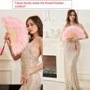 Happy Feather Handheld Marabou Feather Fan, 1920s Vintage Style Flapper Hand Fan for Costume Party and Dancing,Light Pink