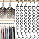 Space Saving Hangers for Clothes 6 Pack, Sturdy Metal Hangers Heavy Duty Magic Clothes Space Saver Hanger Organizer with 360 Swivel Hook, Closet Organizers and Storage Dorm Room Essentials, Black