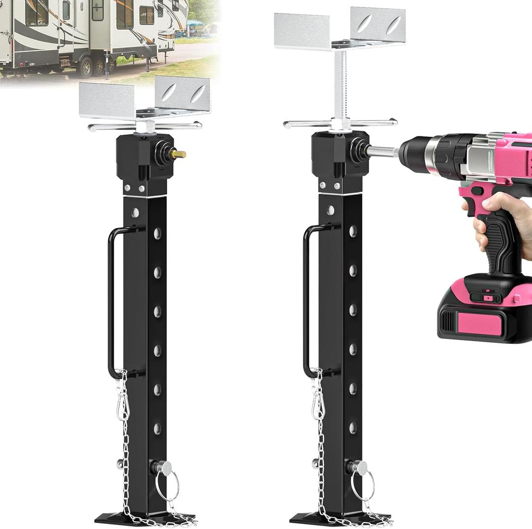 2025 Upgraded RV Slide Out Supports Stabilizer Jacks, [Allow Drill Adjust] 26" to 51" Adjustable Camper Support Jacks, Travel Stabilizer Jacks Stand, Supports Up to 5,000 lbs, Aluminum Gear Box (26-51)