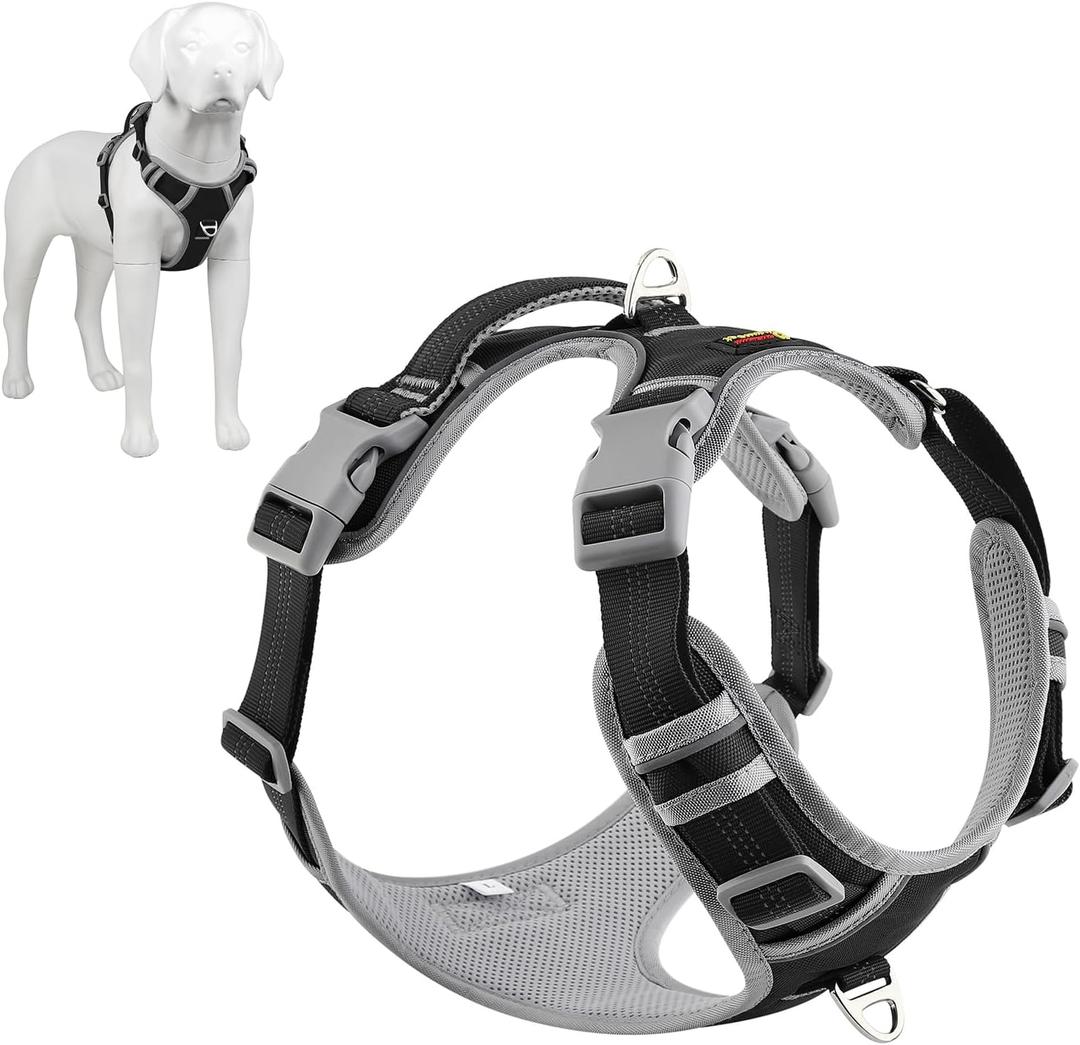 Plutus Pet No Pull Dog Harness, Release at Neck, Reflective Adjustable Dog Vest Harness, Easy Control Handle for Walking, for Small Medium Large Dogs, Black, S