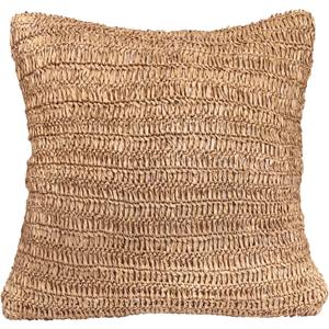 Raffia Hand Knitted Pillow Cover, 18x18  Boho Decorative Cushion Cover for Couch, Sofa or Bed, Rustic Natural Throw Pillow Case