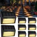 8 Pack Solar Deck Lights Outdoor Waterproof, 6 LED Solar Step Lights, Warm White Auto On/Off Solar Powered Lights for Stairs, Fence, Yard, Patio, Walkway & Garden
