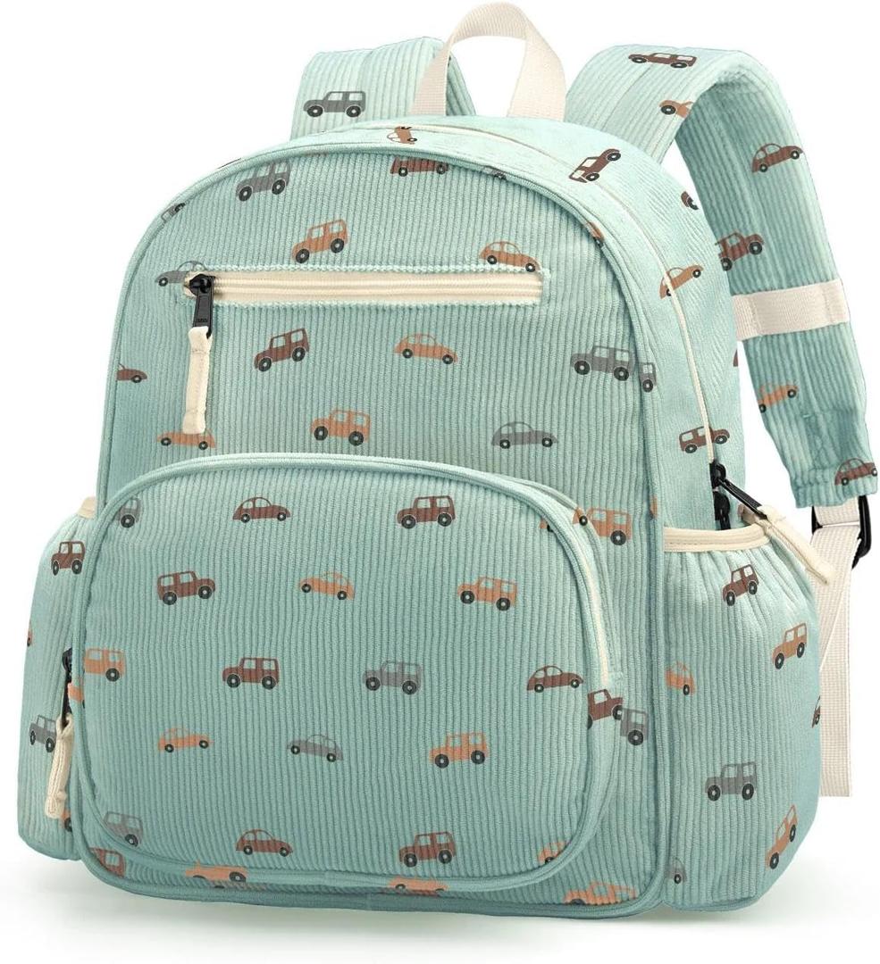 atgark Corduroy Kids Backpack, Lightweight Boys Backpack 5-9, Boy Bookbag for Elementary School 15.3" H Fit Folder, Large