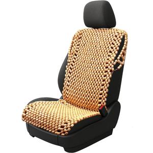 ZONETECH Beaded Car Seat Cover, Cooling Wood Bead Seat Cover, Breathable Semi Truck Seat Covers Massaging, Anti-Sweat and Back Support Features, Double Strung Universal Fit Natural Color
