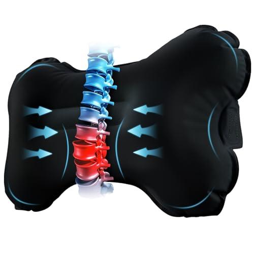 Mixtrend Travel Lumbar Pillow – Inflatable Memory Foam Back Support Pillow for Airplane, Car, Office, Long Flight, Ergonomic Travel Cushion for Lower Back Pain Relief – for Men, Women, Kids, Black