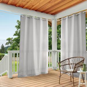 TOWN & COUNTRY BASICS Cabana Solid Heavyweight Indoor Outdoor Curtains, Light Filtering Opacity with Grommet Top, Water Repellent, 2-Pack Set, 54"x84", Cloud Grey