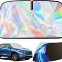 Car Windshield Sun Shade,5-Layer Reflective Blocks UV & Heat,Heavy Duty Foldable Sunshade with Metal Frame, Iridescent Color Keep Car Interior Cool,Universal Fit for Cars,Trucks,SUVs M(55 * 27.5inch)