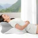 Memory Foam Ergonomic Wedge Pillow, Reading Pillow for Bed, Headboard Pillow Support for Back Pain, Acid Reflux & Sitting Up, Ideal for Massage with Removable Cover-Grey