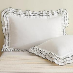Aryeleay Ruffled Pillow Case Set, Pack of 2 Edge Ruffled Pillow Shams 100% Polyester Standard Size Bedding Pillow Covers with Envelope Closure (20x26 inches, White)