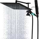 All Metal Rain Shower Head with Handheld Combo, YDmeet 12 Inch Rainfall Shower Head, Stainless Steel Hand Wand, 3 Mode Diverter, 14" Adjustable Extension Arm w/Lock Joints, Extra Long Hose, Black
