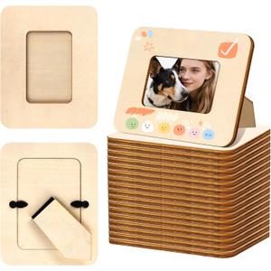 VOKOY 20 Pack Small Wooden Picture Frames for Crafts, 2" x 3" Photos DIY Wood Picture Frame Mini Unfinished Standing Photo Frames Crafts Wood Decorate for Mother's Day Wedding Party Gifts