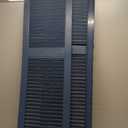Ekena Millwork Lifetime Vinyl LL1S14X06000CB Standard Cathedral Top Center Mullion, Open Louver Vinyl Shutters, w/Installation Shutter-Lok's & Matching Screws (Per Pair), 14 1/2"W x 60"H, Classic Blue