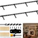 2pcs Heavy Duty Floating Shelf Brackets(Long Hole),43"x8"x1.0" Hidden Black Metal Fireplace Mantel Brackets，Invisible Floating Shelf Hardware for Heavy Duty Books and Wooden Shelves