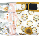 Langsprit Washable Female Dog Diapers (3 Pack) - Doggie Reusable Small Medium Large Dog Diapers for Doggy Puppy Female in Period - Highly Absorbent Dog Heat Panties (Medium,Rabbit, Owl, Lion) medium