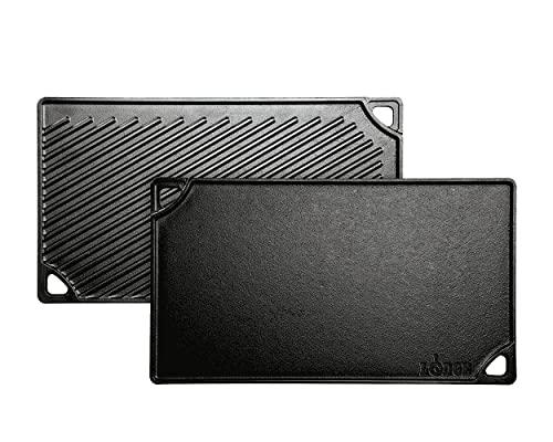 Lodge LDP Cast Iron Rectangular Reversible Grill/Griddle, 9.5-inch x 16.75-inch, Black 4LDP USA PAT  D600.070