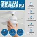 Bell+Howell Socket Breeze 15.4" Socket Fan Light, 5-Speed Deluxe Model – Portable Low Profile Ceiling Fans with Lights and Remote Control – For Bedroom, Kitchen, Living Room