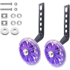 Mehome Flash Training Wheels for 12 14 16 18 20 Inch Kids BikeHeavy Duty Training Wheels are for Single Speed Bicycle (Purple)