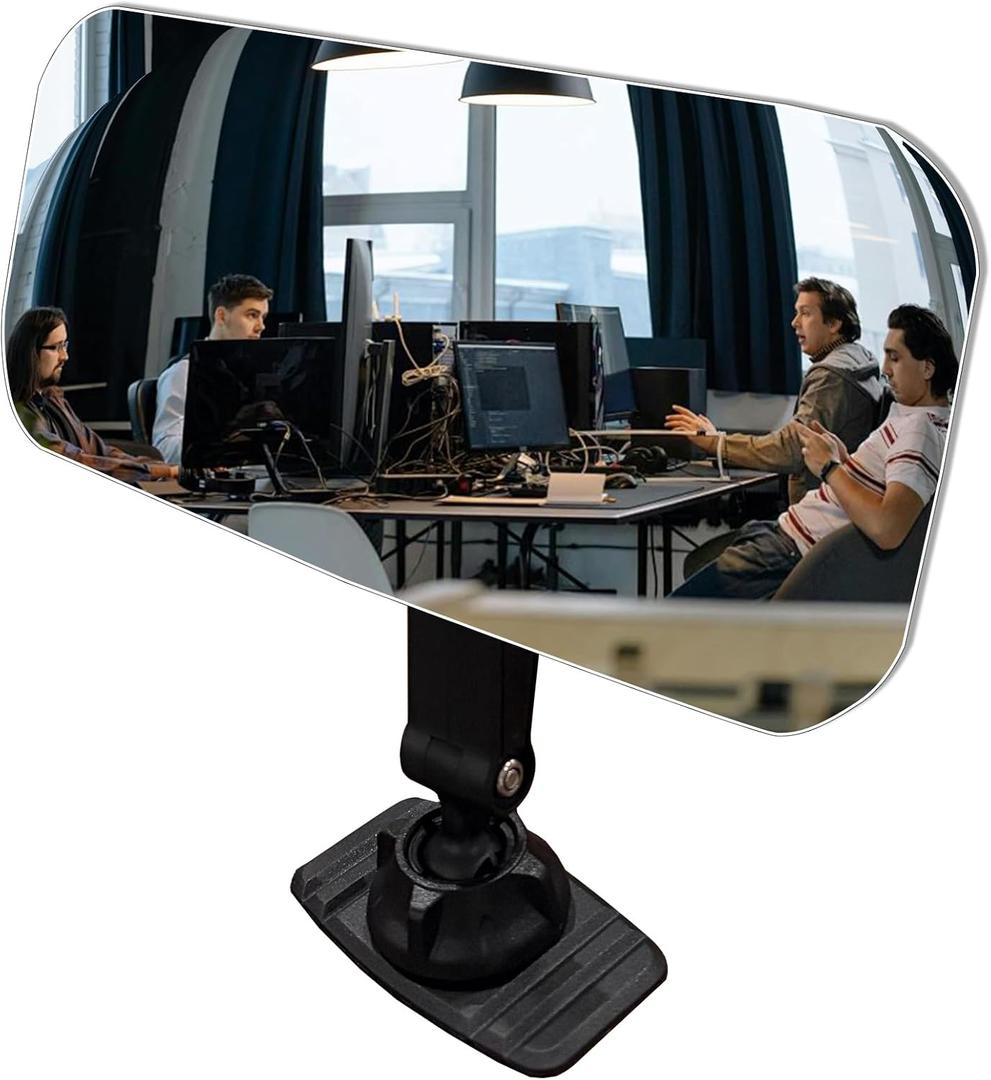 Cubicle Accessories Acrylic Desk Mirror Office Cubicle for Cubicle Desk Computer PC Monitor to See Behind You,Stick-on Convex Mirror for Car Personal Safety (1 Pack - 6.69" x 2.98")