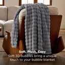 Bedsure 3D Fleece Bubble Blanket for Couch - GentleSoft Grey Twin Blanket for Sofa Bed Room Decor - Luxury Soft Cozy Gifts for Women, Lightweight, All Seasons, Grey, 60"80"
