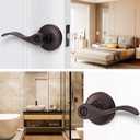 1 Pack Privacy Door Handle, Oil Rubbed Bronze Reversible Door Lever Perfect for Interior Door and Closet, Traditional Wave Style Privacy Door Lock