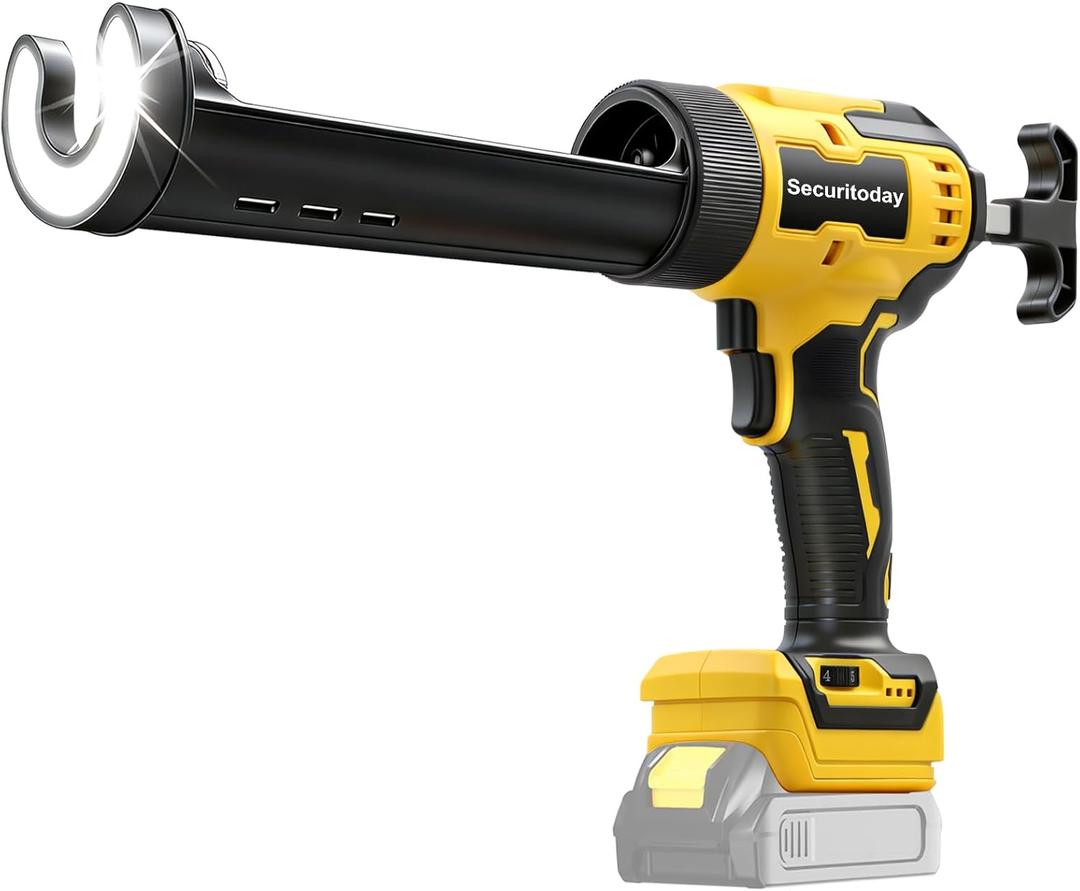 Cordless Caulking Gun Compatible With DeWalt 20V Max Battery, Never-Drip Electric Caulking Gun with LED Light,6 Speed Filling, Sealing, Repair Tool for Windows, Doors, Floors and Walls, Battery Not Included