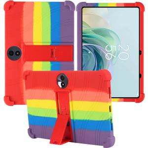 for TCL TAB 11 Gen2 Tablet 11 Inch Android 14 Tablets Case,BOVUGAC Soft Silicone Adjustable Stand Shockproof Kids Friendly for TAB 11 Gen2 11"(Rainbow)