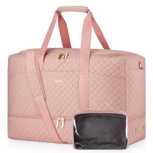 Duffle Bag for Travel, Weekender Bag with Shoe Compartment, Carry On Overnight Bag for Women with Toiletry Bag Duffel Bags with Wet Pocket for Gym Hospital Bags for Labor and Delivery Pink