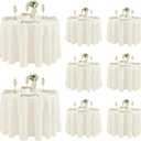 Fitable 8 Pack Round Tablecloths: Stain Resistant Wrinkle Free Circle Table Clothes, Washable Reusable Polyester Table Covers for Wedding Party Birthday Banquet Reception(Ivory, 120 Inch)