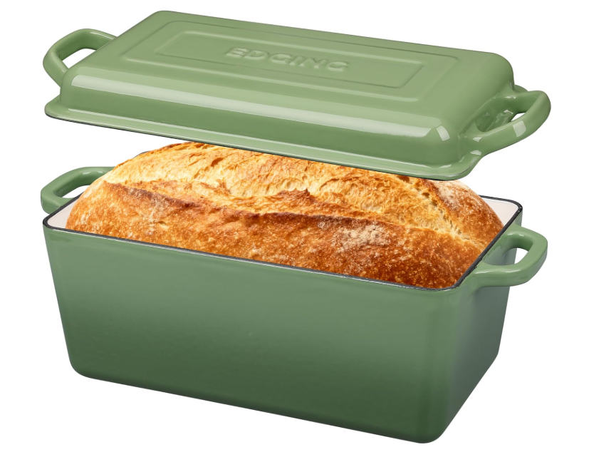 Enameled Cast Iron Dutch Oven, Oblong Bread Oven for Sourdough Bread Baking, Baking Pan, Dual Handles, Oven Safe, 4 Quart, Pistachio Green