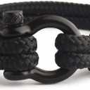 Mens Rope Bracelet - Stainless Steel Black Shackle, Extremely Durable and Scratch Resistant Waterproof Paracord, Handmade, Nautical Wristband for Men, Chain Length: 7.75 Inches